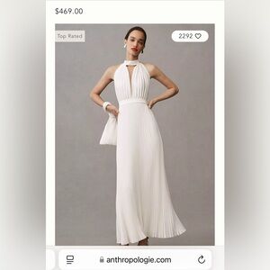 L’IDEE Pleated Chateau Halter Gown White 4 Small Bridal Wedding